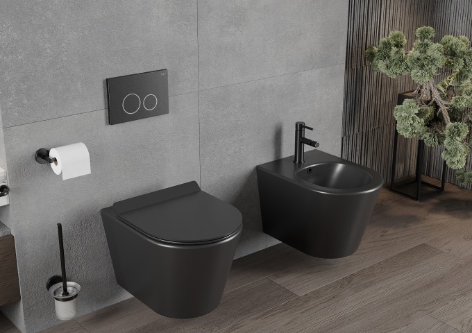 Στελάζ Ποτοπουχοι για WC με Μαύρο Κουμπί